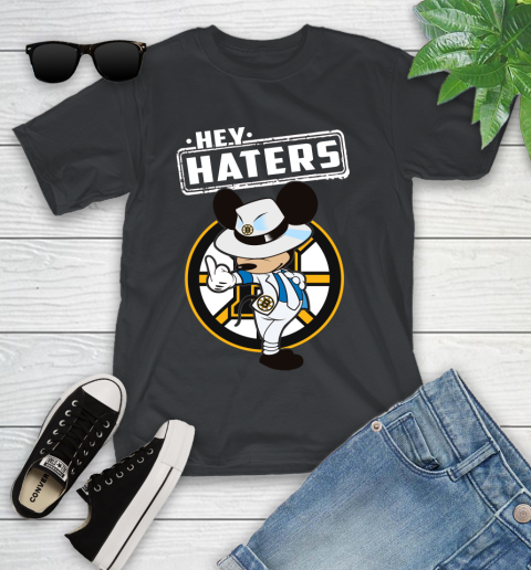 NHL Hey Haters Mickey Hockey Sports Boston Bruins Youth T-Shirt