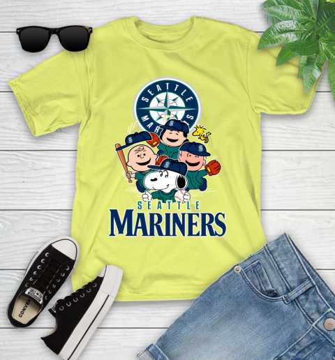 MLB Seattle Mariners Snoopy Charlie Brown Woodstock The Peanuts Movie Baseball T Shirt_000 Youth T-Shirt 10