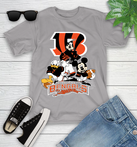 NFL Cincinnati Bengals Mickey Mouse Donald Duck Goofy Football Shirt Youth T-Shirt 4