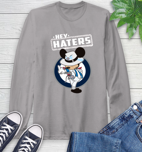 NHL Hey Haters Mickey Hockey Sports Winnipeg Jets Long Sleeve T-Shirt 6