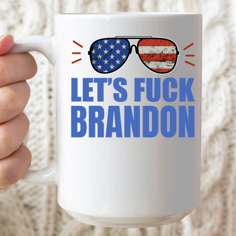 Let's Fuck Brandon US Flag Sunglasses Ceramic Mug 15oz