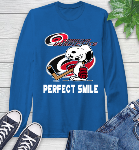 NHL Carolina Hurricanes Snoopy Perfect Smile The Peanuts Movie Hockey T Shirt Long Sleeve T-Shirt 10