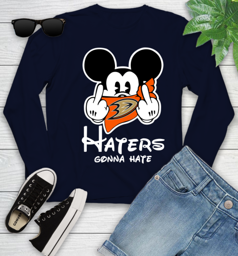 NHL Anaheim Ducks Haters Gonna Hate Mickey Mouse Disney Hockey T Shirt Youth Long Sleeve 2