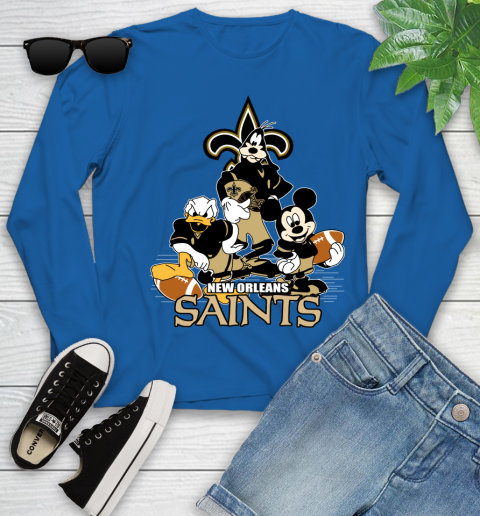 NFL New Orleans Saints Mickey Mouse Donald Duck Goofy Football Shirt Youth Long Sleeve 10