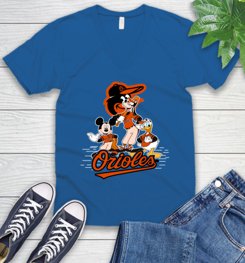 MLB Baltimore Orioles Mickey Mouse Donald Duck Goofy Baseball T Shirt V-Neck T-Shirt 5
