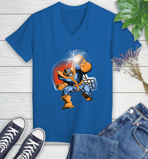 Cleveland Browns NFL Football Thanos Avengers Infinity War Marvel Women's V-Neck T-Shirt 10