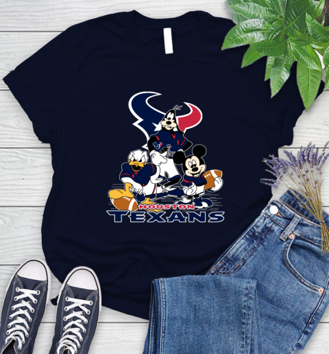 NFL Houston Texans Mickey Mouse Donald Duck Goofy Football Shirt Women's T-Shirt 2