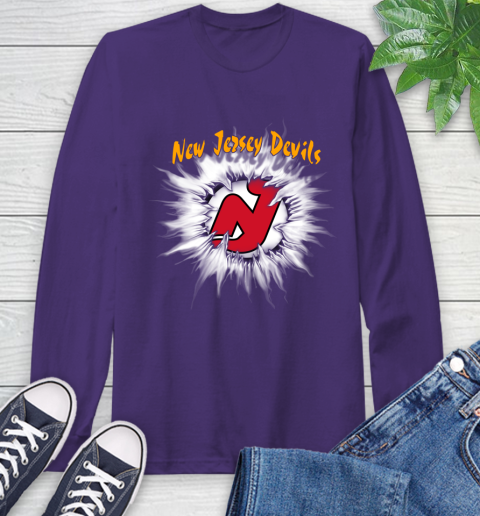 New Jersey Devils NHL Hockey Adoring Fan Rip Sports Long Sleeve T-Shirt 5