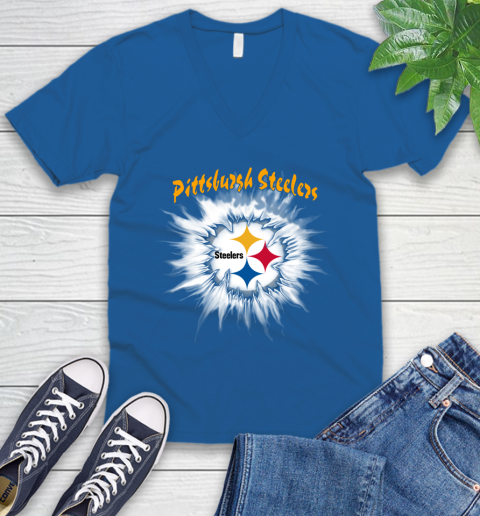 Pittsburgh Steelers NFL Football Adoring Fan Rip Sports V-Neck T-Shirt 5
