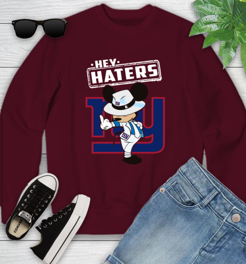 NFL Hey Haters Mickey Football Sports New York Giants Youth Sweatshirt 4