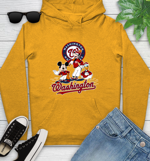 MLB Washington Nationals Mickey Mouse Donald Duck Goofy Baseball T Shirt Youth Hoodie 2
