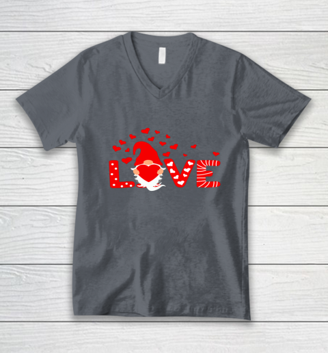 Valentine's Day LOVE Gnomies Holding Red Heart Valentine V-Neck T-Shirt 3