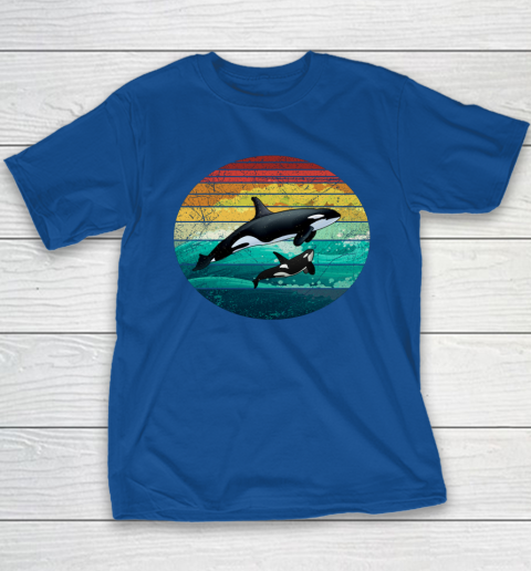 Orca Family Vintage Retro Art Killer Whale Family Youth T-Shirt 6
