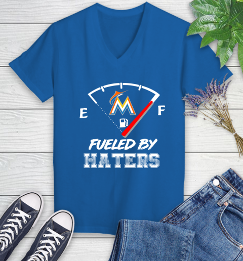 Miami Marlins MLB Baseball Fueled By Haters Sports Women's V-Neck T-Shirt 10