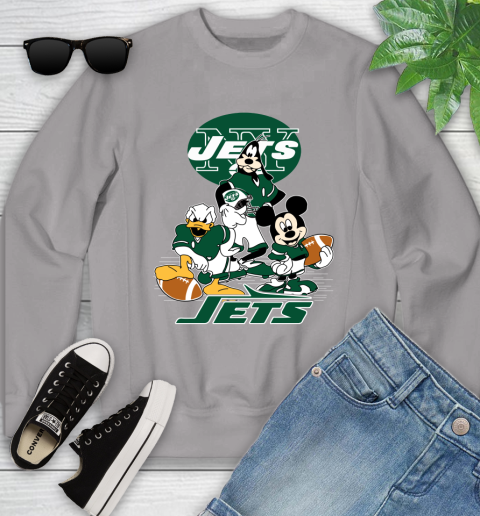 NFL New York Jets Mickey Mouse Donald Duck Goofy Football Shirt Youth Sweatshirt 3