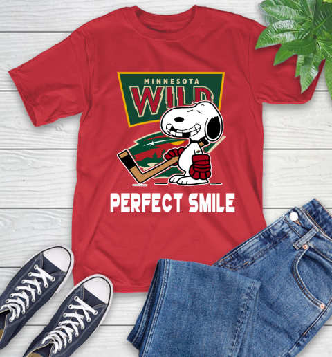 NHL Minnesota Wild Snoopy Perfect Smile The Peanuts Movie Hockey T Shirt T-Shirt 11