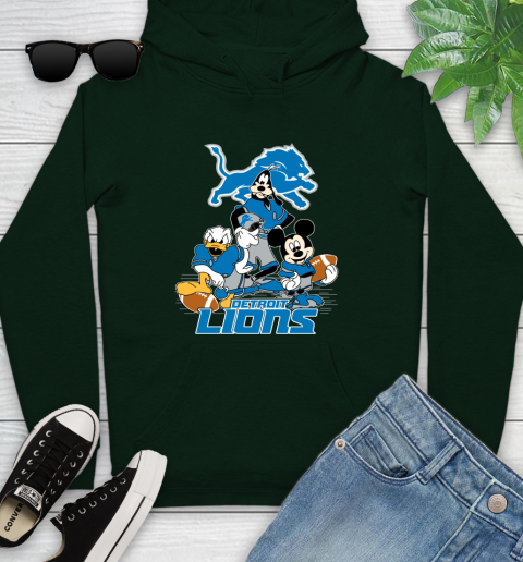 NFL Detroit Lions Mickey Mouse Donald Duck Goofy Football Shirt Youth Hoodie 14