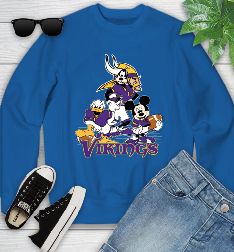 NFL Minnesota Vikings Mickey Mouse Donald Duck Goofy Football Shirt Youth Sweatshirt 7