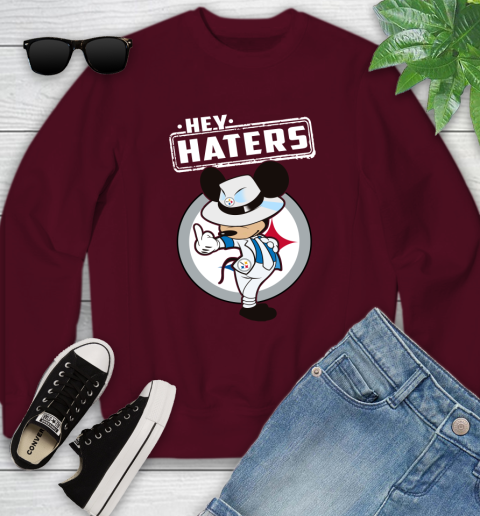 NFL Hey Haters Mickey Football Sports Pittsburgh Steelers Youth Sweatshirt 4