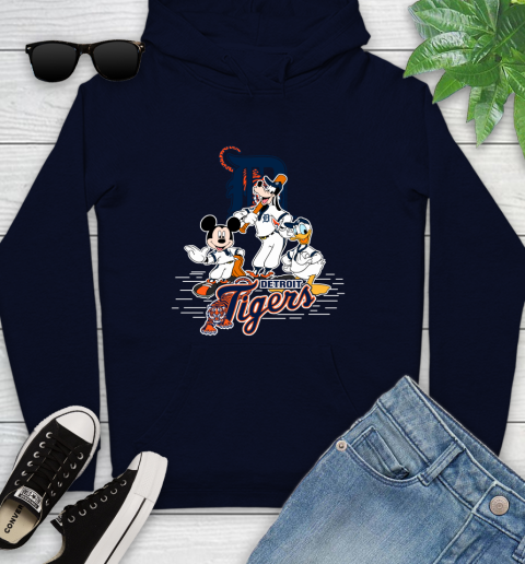 MLB Detroit Tigers Mickey Mouse Donald Duck Goofy Baseball T Shirt Youth Hoodie 3