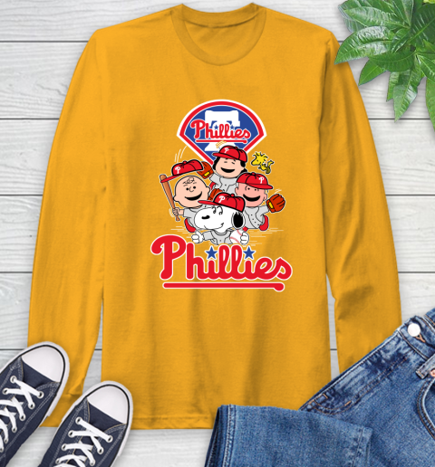 MLB Philadelphia Phillies Snoopy Charlie Brown Woodstock The Peanuts Movie Baseball T Shirt_000 Long Sleeve T-Shirt 2