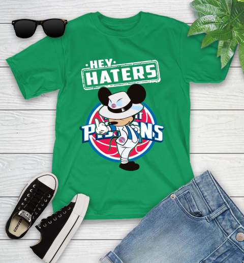 NBA Hey Haters Mickey Basketball Sports Detroit Pistons Youth T-Shirt 8