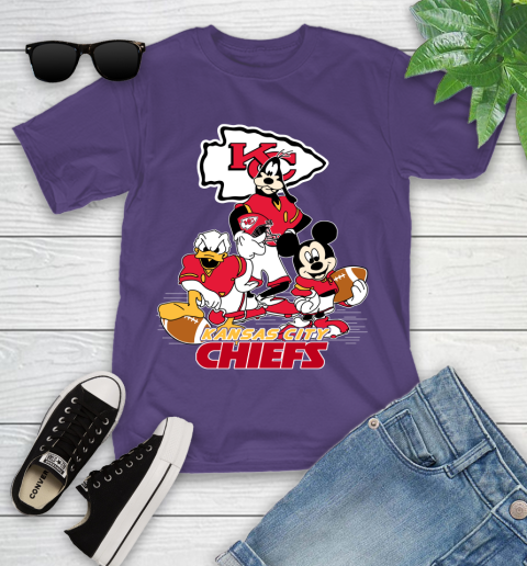 NFL Kansas City Chiefs Mickey Mouse Donald Duck Goofy Football Shirt Youth T-Shirt 3