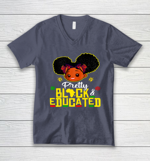 Black Girl, Women Shirt Pretty Black Educated Black Princess Girl Kids Juneteenth V-Neck T-Shirt 6