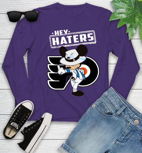 NHL Hey Haters Mickey Hockey Sports Philadelphia Flyers Youth Long Sleeve 4