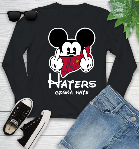 MLB Atlanta Braves Haters Gonna Hate Mickey Mouse Disney Baseball T Shirt_000 Youth Long Sleeve
