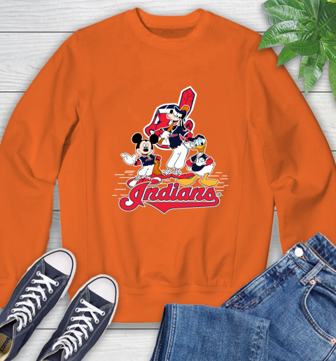 MLB Cleveland Indians Mickey Mouse Donald Duck Goofy Baseball T Shirt Sweatshirt 3