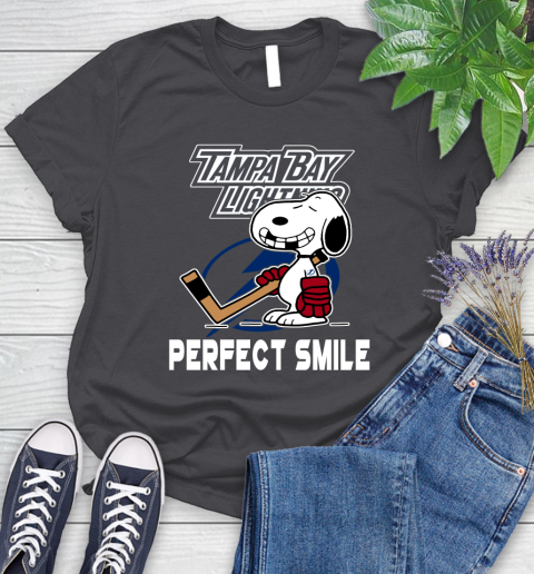 NHL Tampa Bay Lightning Snoopy Perfect Smile The Peanuts Movie Hockey T Shirt Women's T-Shirt 8
