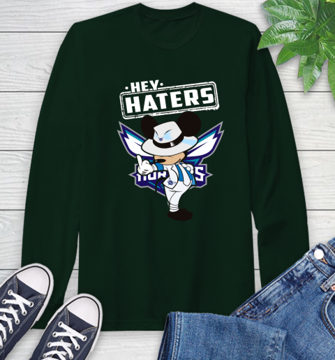 NBA Hey Haters Mickey Basketball Sports Charlotte Hornets Long Sleeve T-Shirt 7