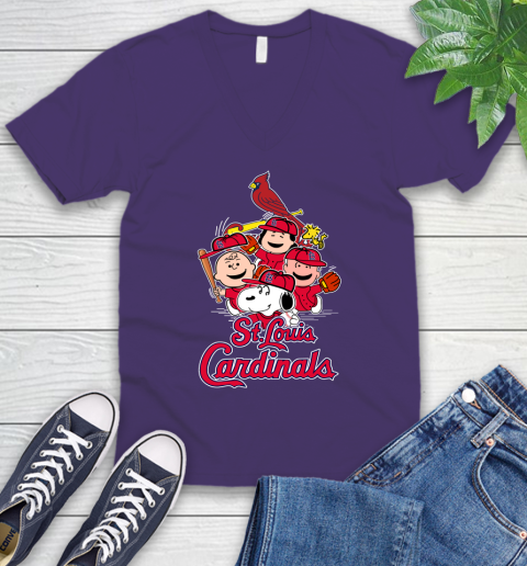 MLB St.Louis Cardinals Snoopy Charlie Brown Woodstock The Peanuts Movie Baseball T Shirt_000 V-Neck T-Shirt 9