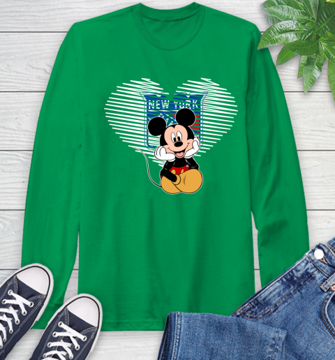 NHL New York Rangers The Heart Mickey Mouse Disney Hockey Long Sleeve T-Shirt 8