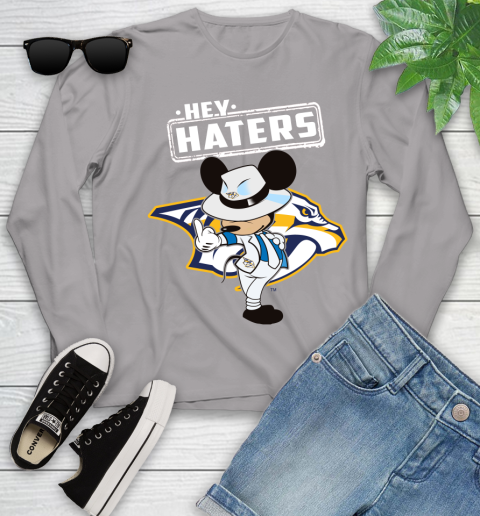 NHL Hey Haters Mickey Hockey Sports Nashville Predators Youth Long Sleeve 5