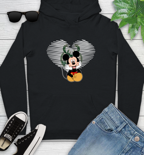 NBA Milwaukee Bucks The Heart Mickey Mouse Disney Basketball Youth Hoodie