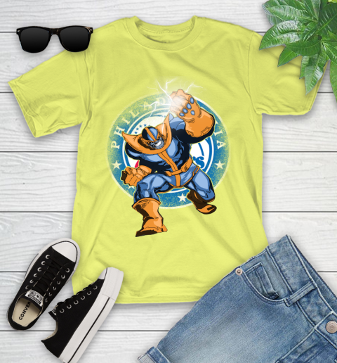 Philadelphia 76ers NBA Basketball Thanos Avengers Infinity War Marvel Youth T-Shirt 10