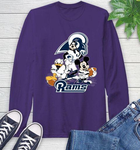 NFL Los Angeles Rams Mickey Mouse Donald Duck Goofy Football Shirt Long Sleeve T-Shirt 5