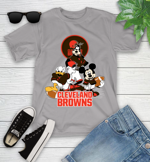 NFL Cleveland Browns Mickey Mouse Donald Duck Goofy Football Shirt Youth T-Shirt 4