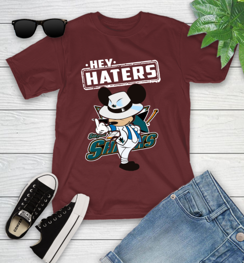 NHL Hey Haters Mickey Hockey Sports San Jose Sharks Youth T-Shirt 14