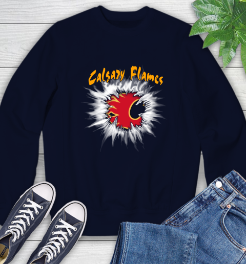 Calgary Flames NHL Hockey Adoring Fan Rip Sports Sweatshirt 2