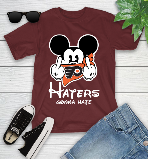 NHL Philadelphia Flyers Haters Gonna Hate Mickey Mouse Disney Hockey T Shirt Youth T-Shirt 14