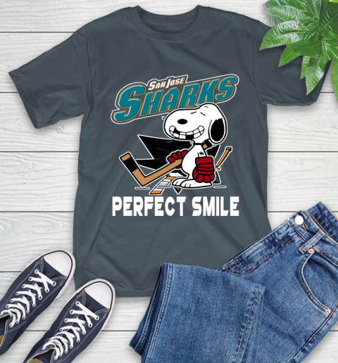 NHL San Jose Sharks Snoopy Perfect Smile The Peanuts Movie Hockey T Shirt T-Shirt 10