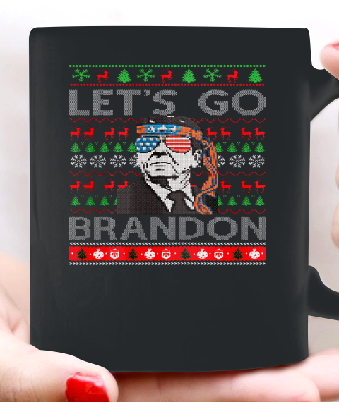 Let's Go Brandon Reagan America Christmas Sweater Anti Biden FJB Ugly Ceramic Mug 11oz