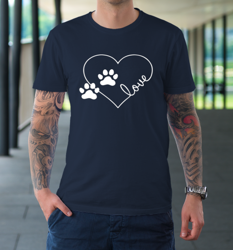 Cute Love Hearts Valentine Day Paw Print Dog Owner Dog Lover T-Shirt 2