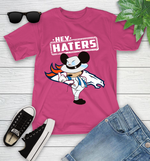 NFL Hey Haters Mickey Football Sports Denver Broncos Youth T-Shirt 11