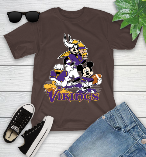 NFL Minnesota Vikings Mickey Mouse Donald Duck Goofy Football Shirt Youth T-Shirt 7