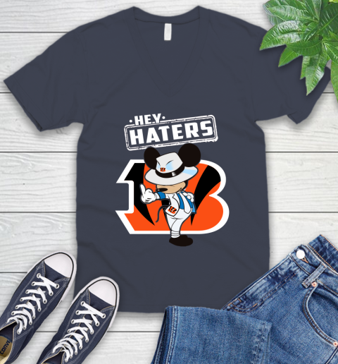 NFL Hey Haters Mickey Football Sports Cincinnati Bengals V-Neck T-Shirt 8