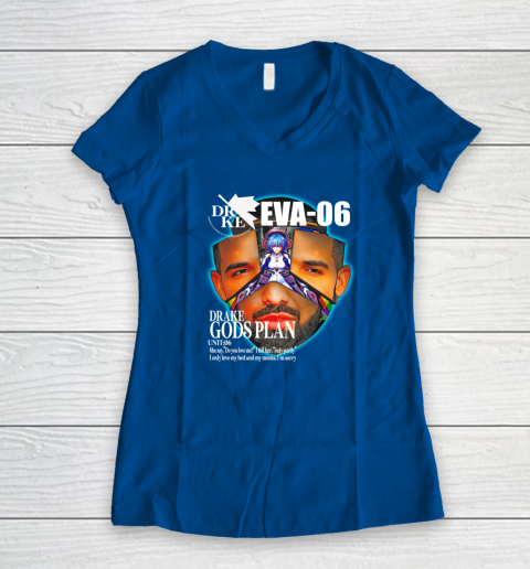 Drake Evangelion Shirt Drake Eva 06 Drake Gods Plan Women's V-Neck T-Shirt 5